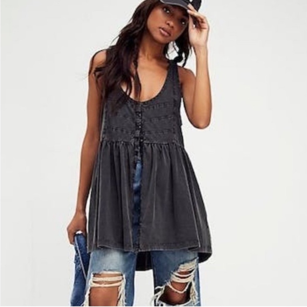 Free People Black Brooke Tunic Dress Large